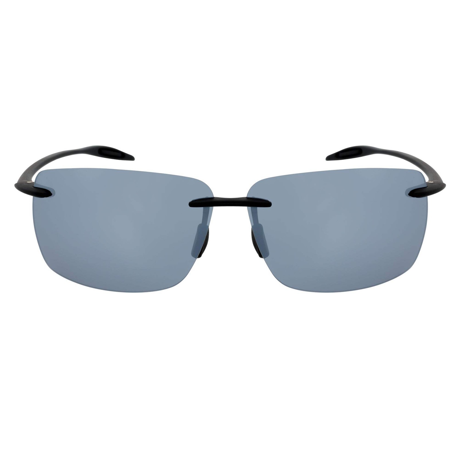 MAUI - Rimless TR90 Thin Sports Wrap Sunglasses Black Silver Mirror Polarized