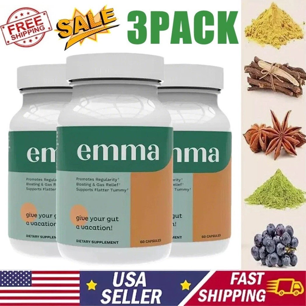 3Bottles Emma Gut Health Supplement for Bloating Relief & Leaky Gut 180 Capsules