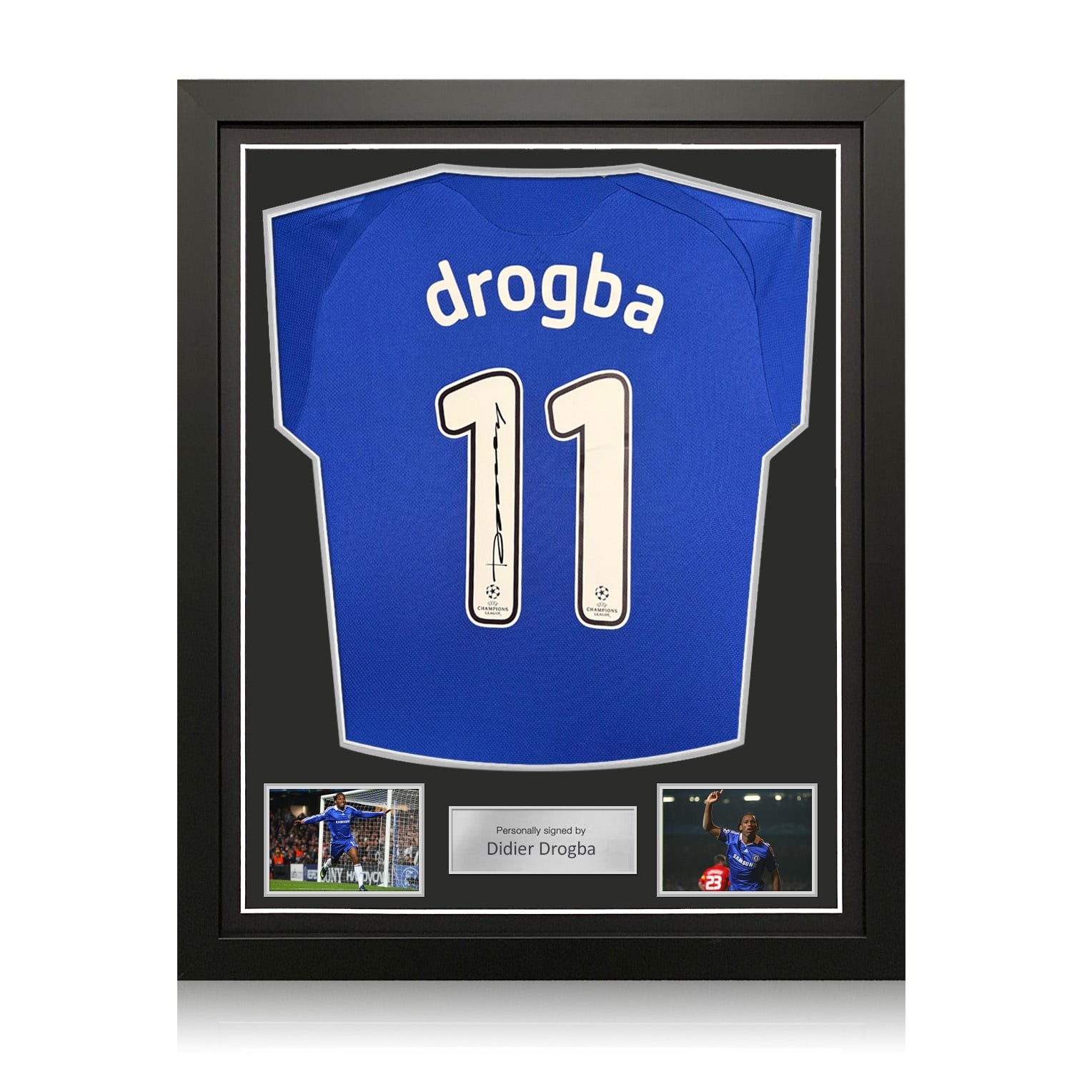 Didier Drogba Signed Original Chelsea 2008-09 UCL Football Jersey. BNWT. Framed