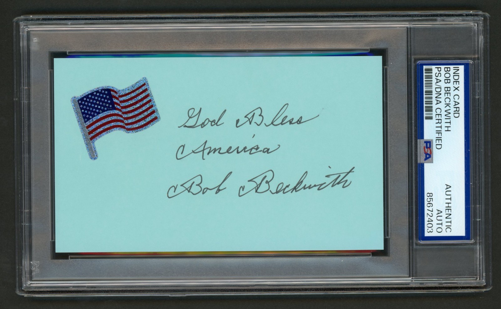 Bob Beckwith Signed Index Card (PSA) 9/11 World Trade Center Firefighter FDNY