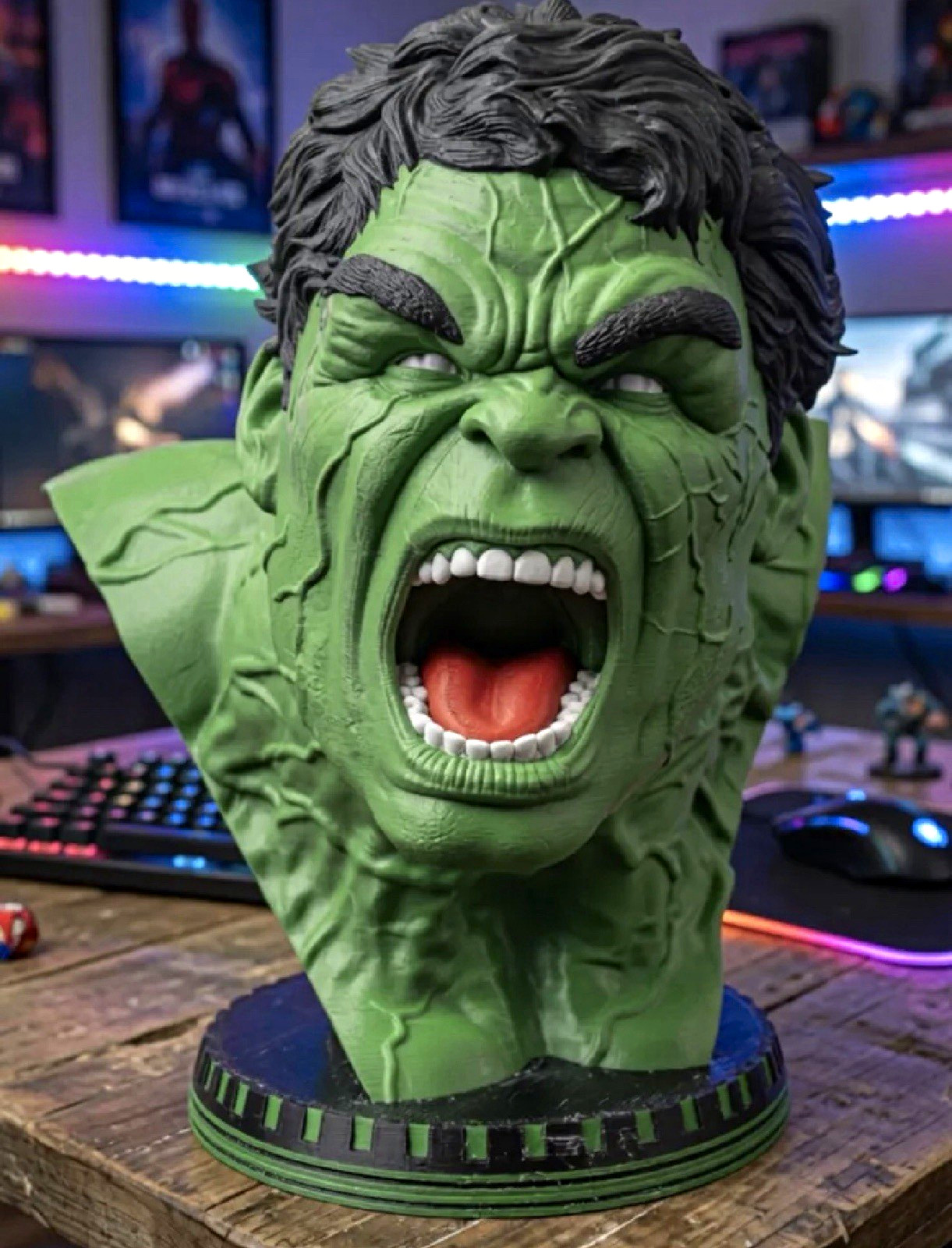 Marvel Incredible Hulk Bust Statue 3D Printed Avengers Head Collector Edition 