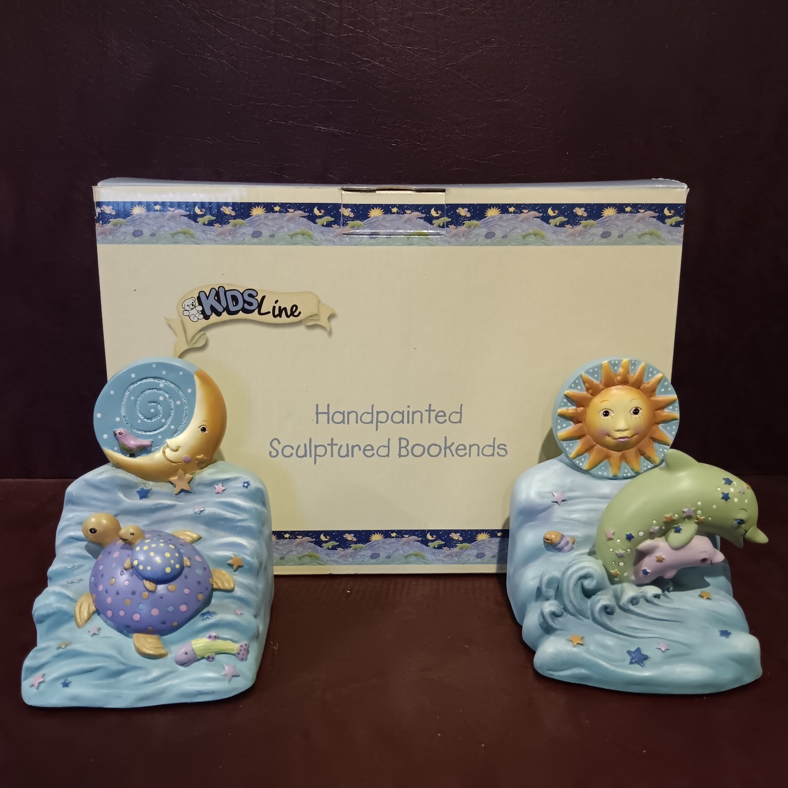VTG 2001 KIDSLINE Viv Eisner \'Del Mar\' Celestial/Sea Life Themed Resin Bookends