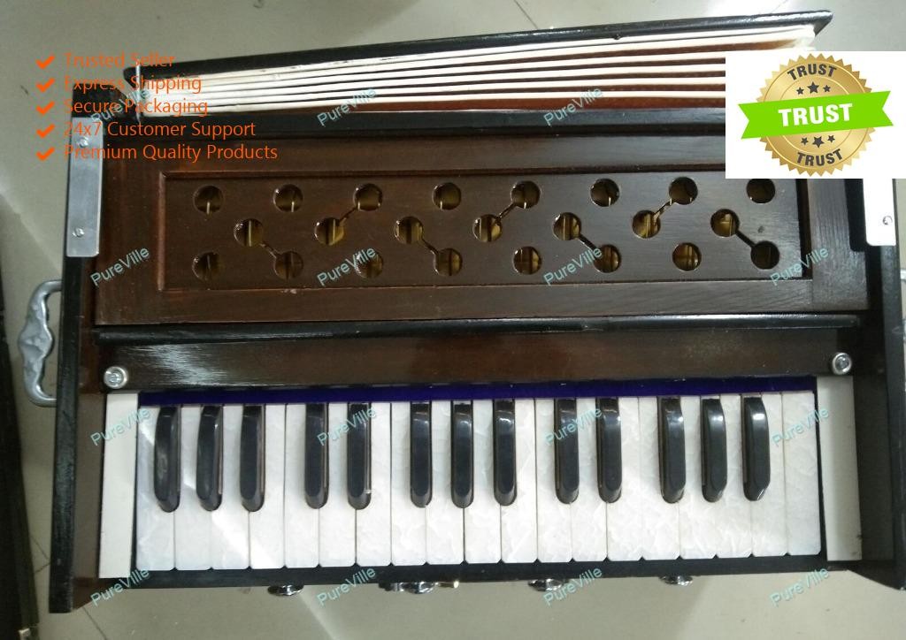 Indian Musicl Instrument 4 Stopper Multi Bellow Teakwood Color 32 Key Harmonium