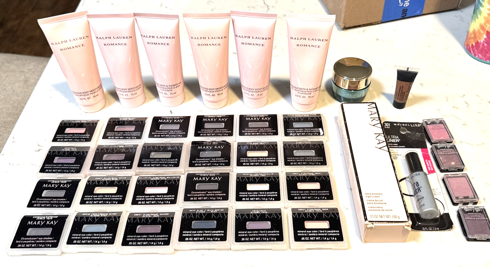 Ladies Makeup Lot of over 35 pieces. Unused -Ralph Lauren/Mary Kay/ETC