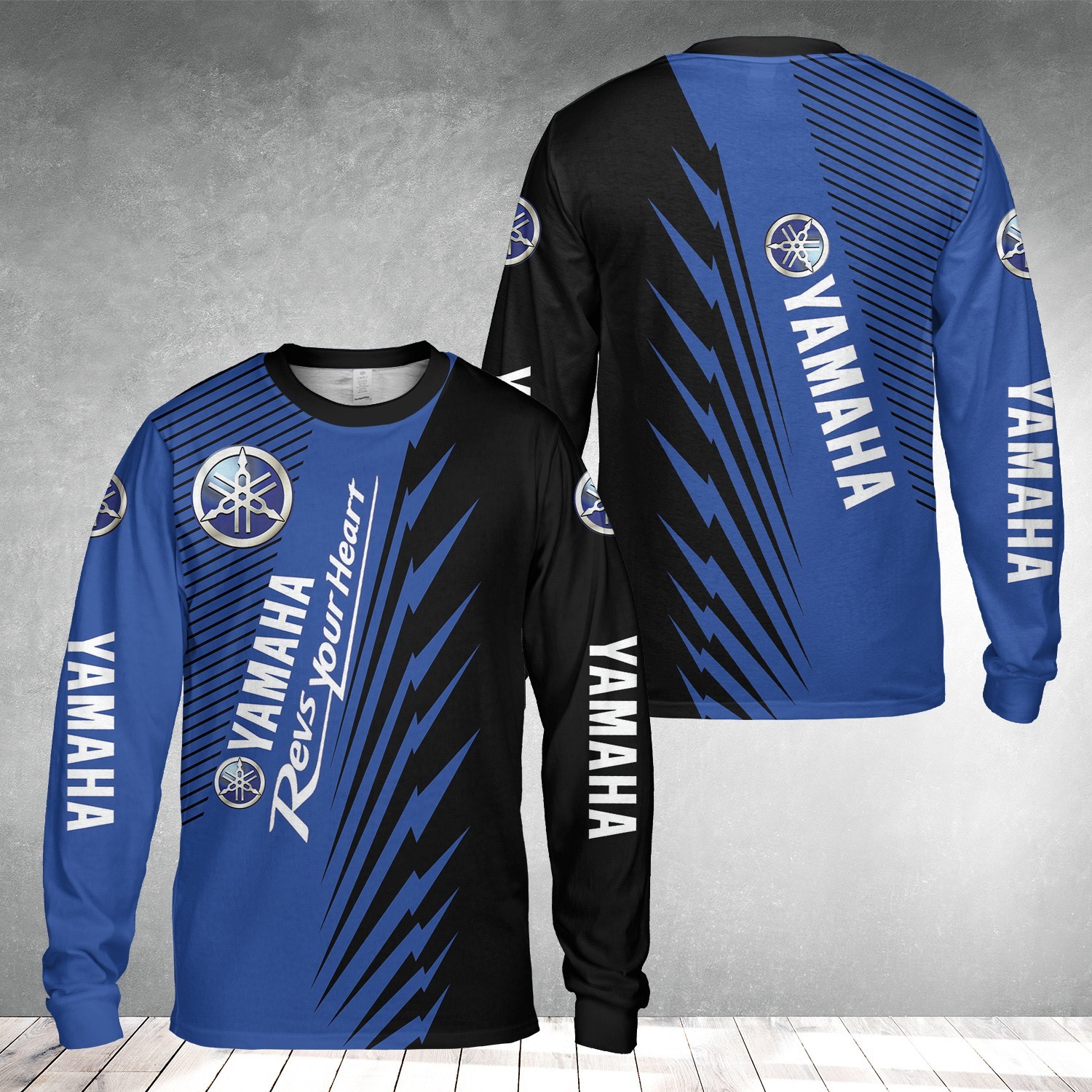 Custom Nam Yamaha 3D Long Sleeve T-Shirt Men\'s Racing Team Blue Sport Tee S-5XL
