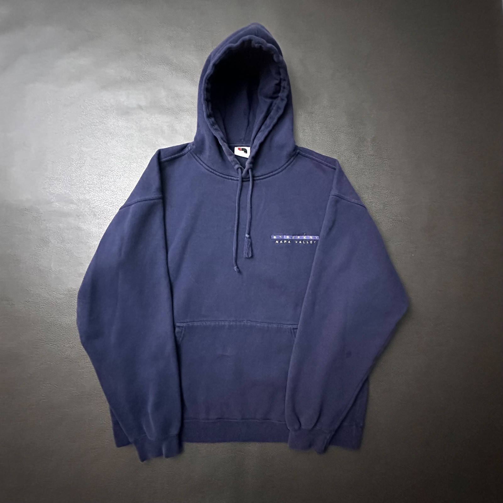 Vtg 1990s St Supery Wine Hoodie Adult Large Blue Napa Valley Pullover Faded Vtg 1990s St Supery Wine Hoodie Adult Large Blue Napa Valley Pullover Faded