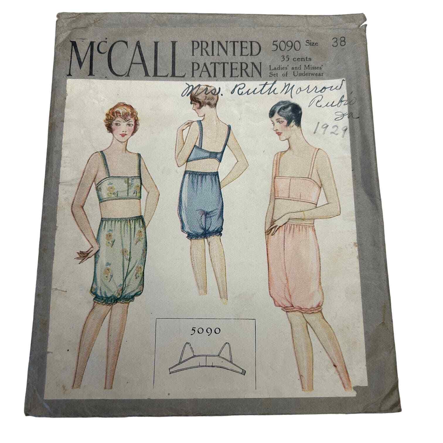 McCall Antique Early 1900's Pattern #5090 Ladies Underwear Set Size 38 HTF RARE