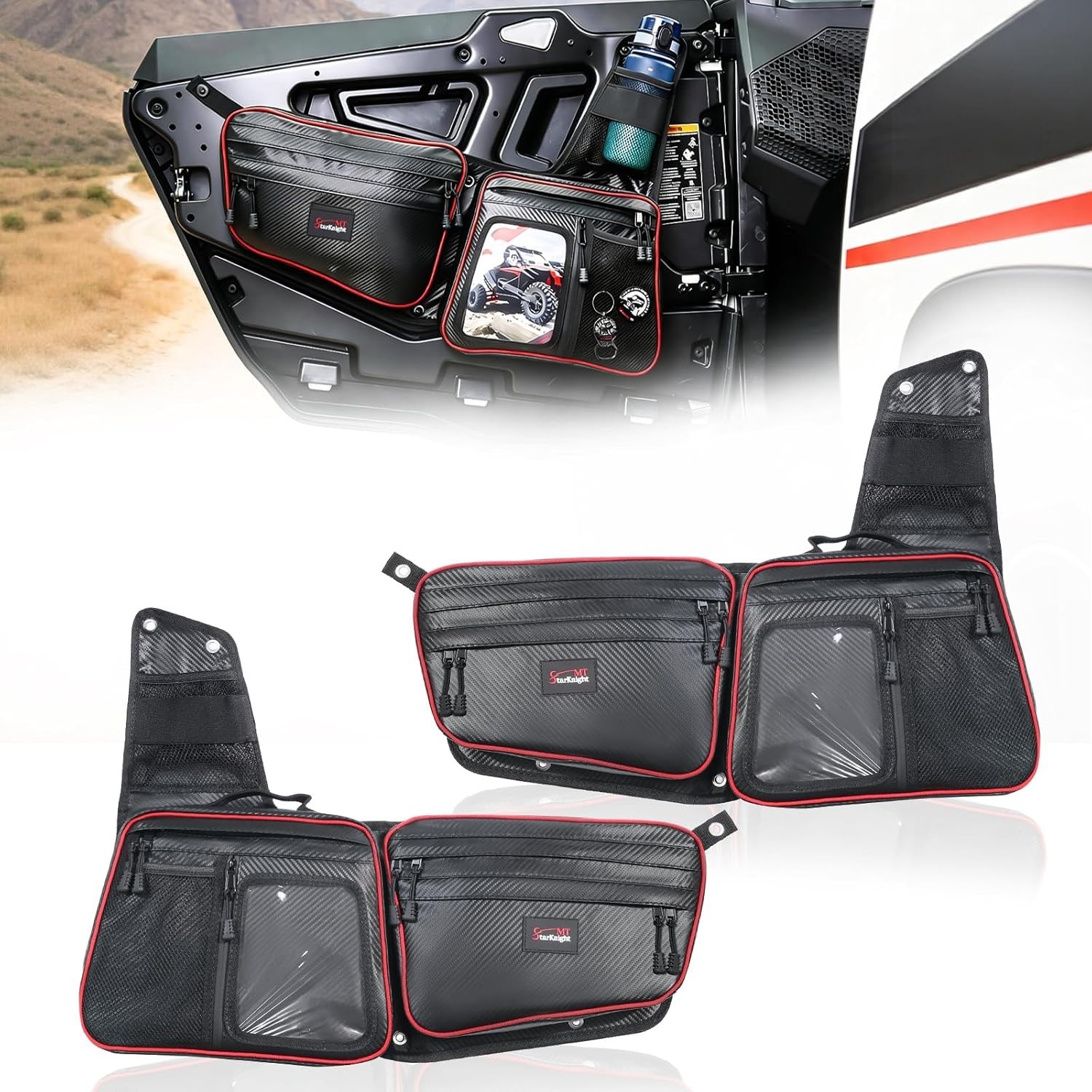 StarknightMT 2 Pack RZR XP 1000 Front Door Bag Water Resistant Storage