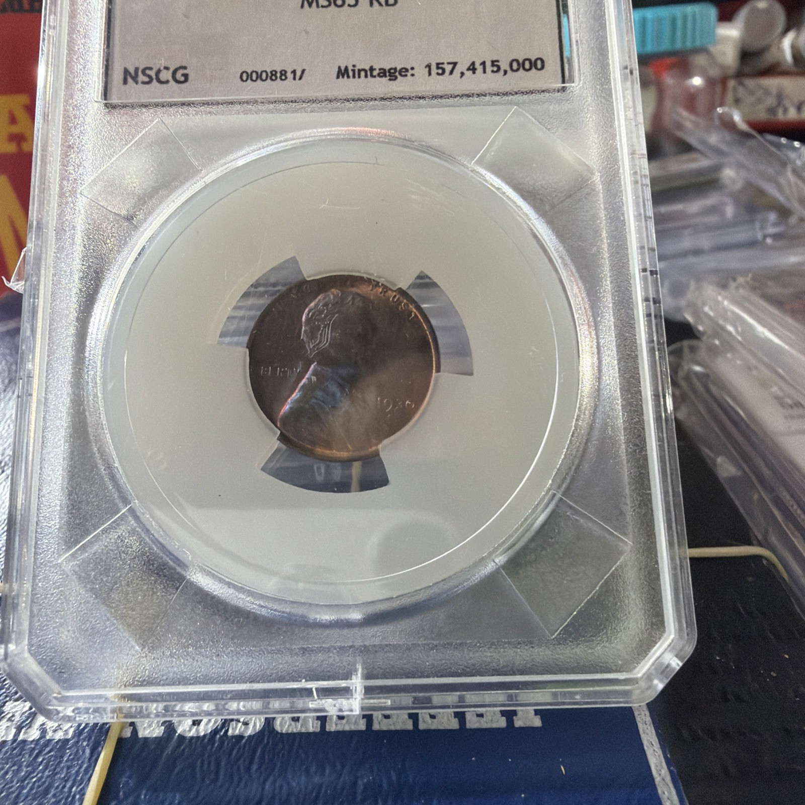 1930 NSCG MS65 RD Wheat Cent Beautiful Blueberry Toned