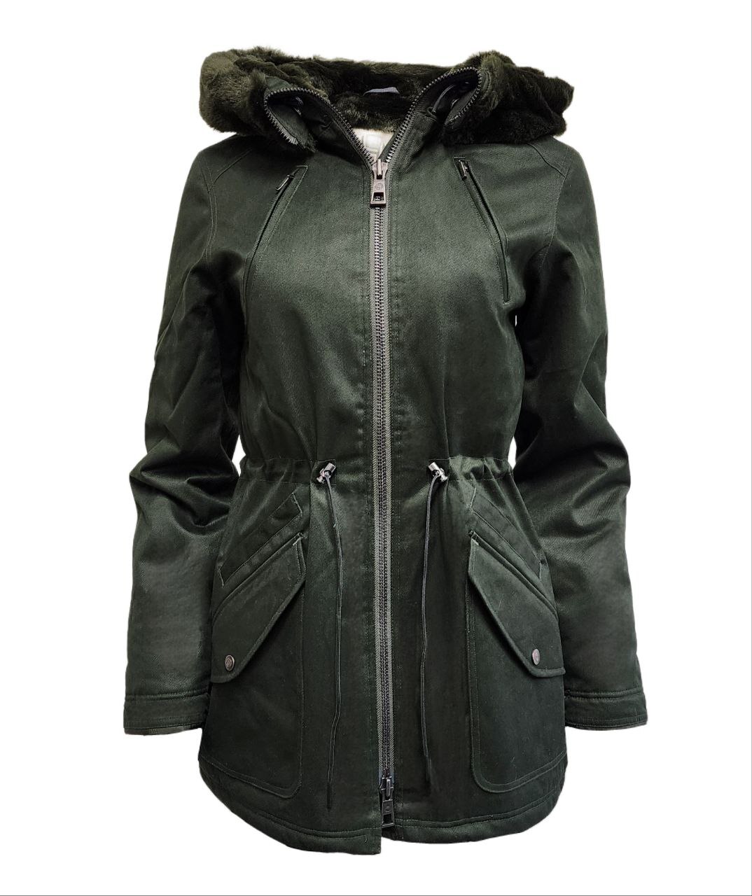 HoodLamb Women's Deep Green Natural Hemp Hooded Warm Parka 420 NWT
