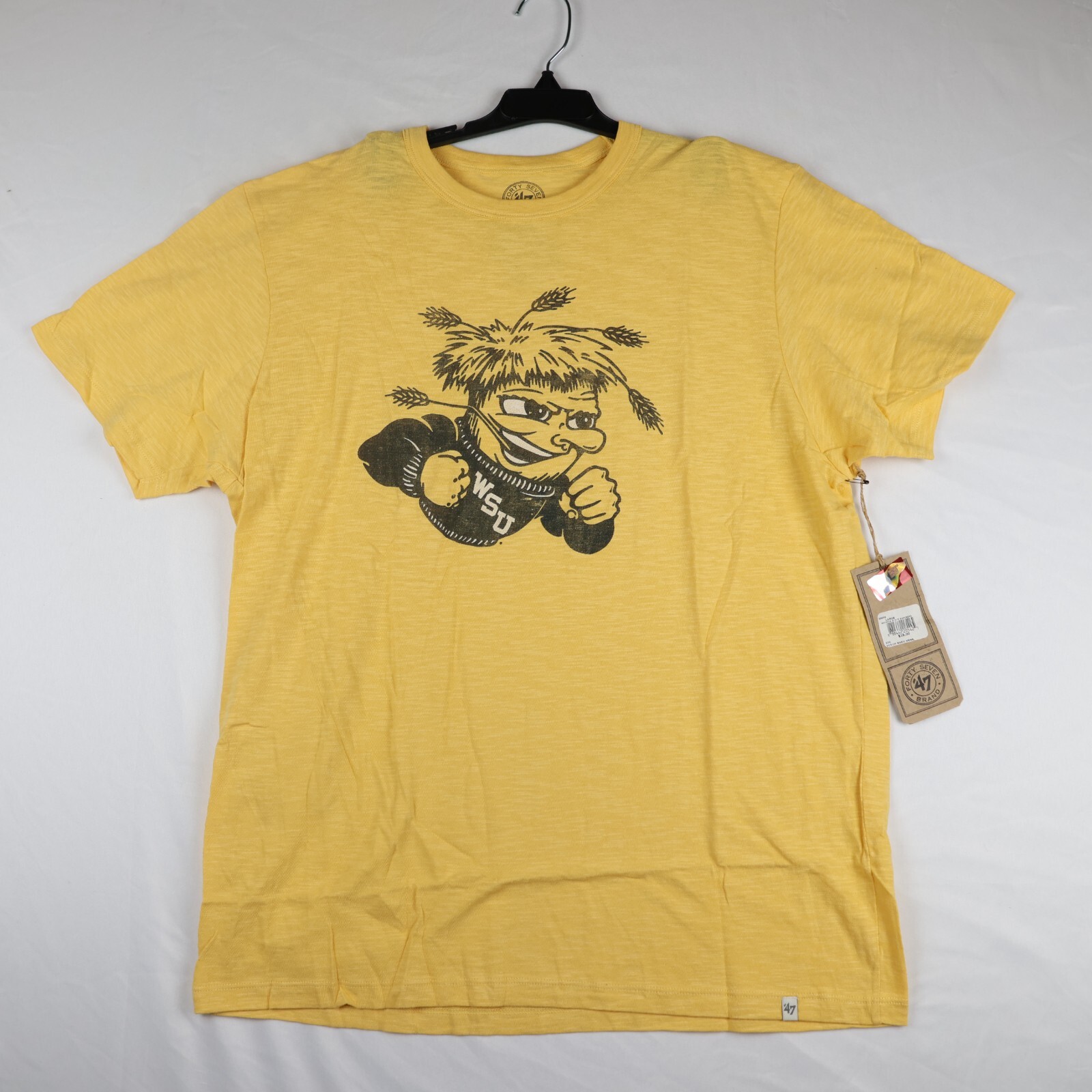 47 Brand Wichita State Shockers T-Shirt Mens Large Yellow Scrum Mascot Logo NWT 47 Brand Wichita State Shockers T-Shirt Mens Large Yellow Scrum Mascot Logo NWT