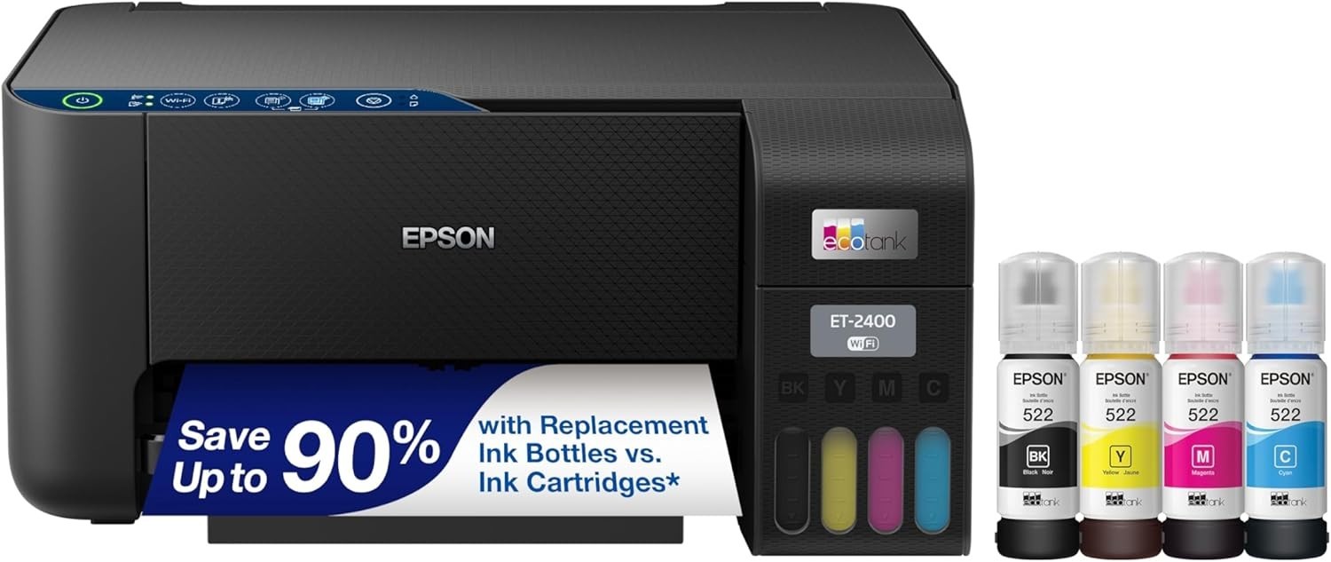 Epson EcoTank ET-2400 Wireless Color All-in-One Supertank Printer 