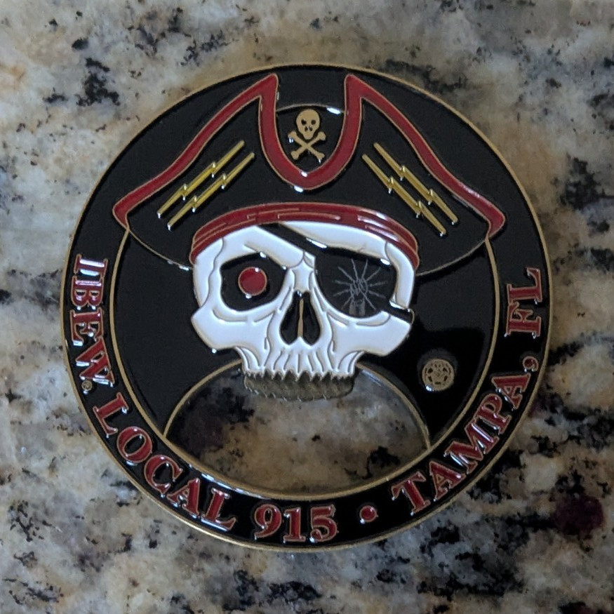 IBEW Local 915 Pirate bottle opener coin IBEW Local 915 Pirate bottle opener coin