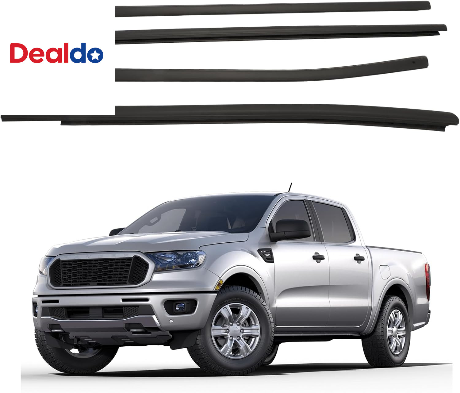 4Pc Outer Door Window Belt Weatherstrip Molding for Ford Ranger 2019 2023