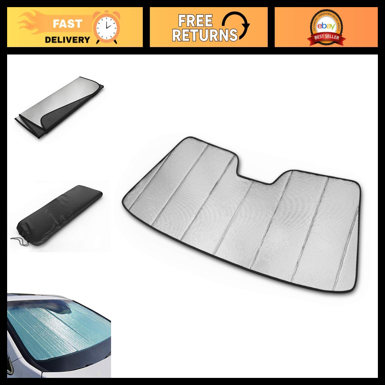 Foldable Sunshade for 2008-2023 Dodge Challenger Coupe - Custom-Fit Windshield S