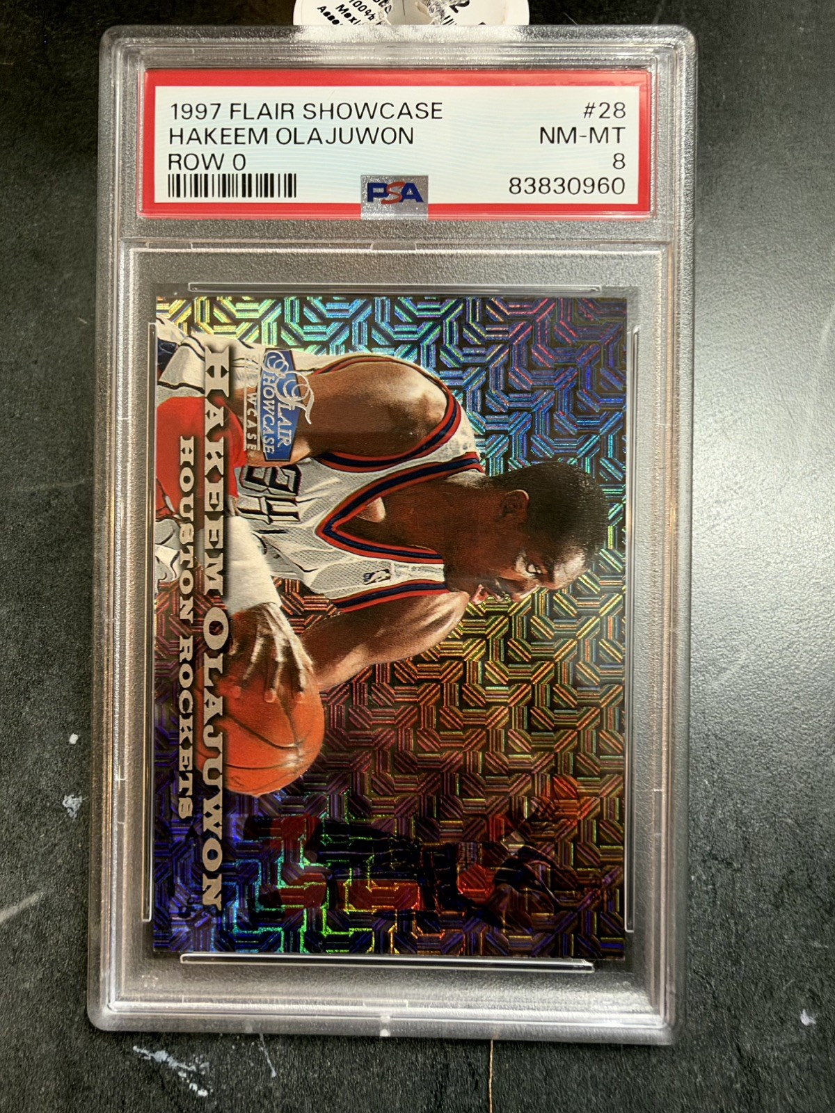 1997 Flair Showcase Row 0 #28 Hakeem Olajuwon /500 PSA 8 NM-MT 1997 Flair Showcase Row 0 #28 Hakeem Olajuwon /500 PSA 8 NM-MT