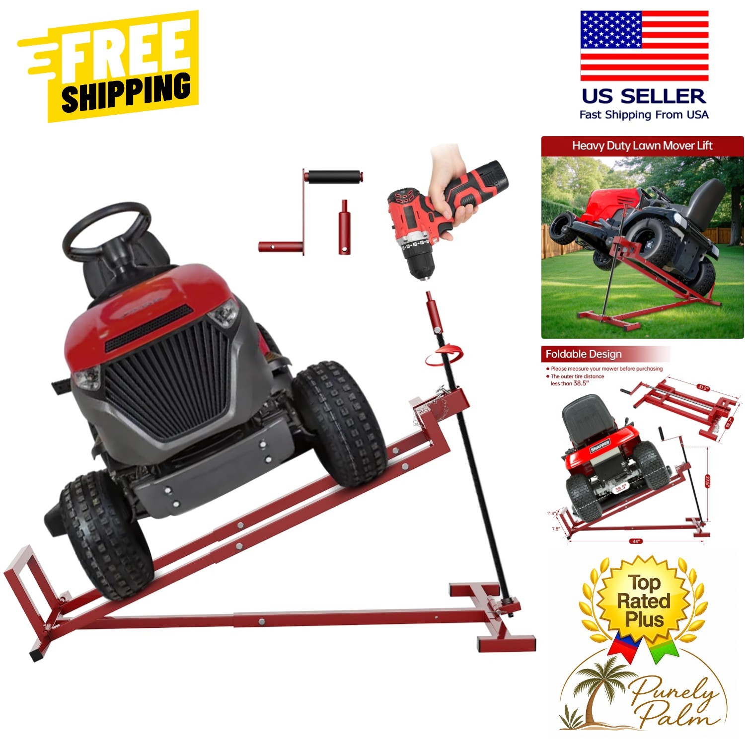 Portable Telescopic Lawn Mower Lift Jack - 880 Lbs Capacity for Easy Maintenance
