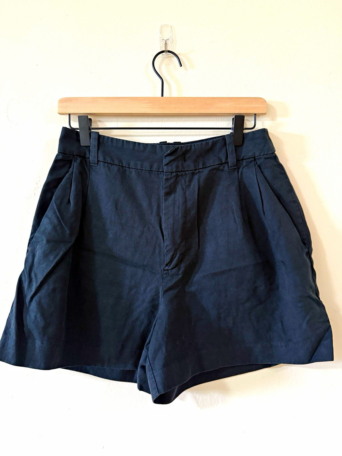 Madewell Women\'s Black Linen Blend Chino Shorts Mid Rise Size 6 3\