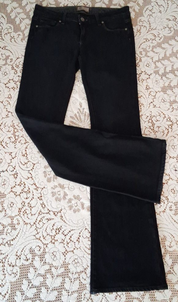 Paige Premium Denim Women Bootcut Jean Size 28 Dark Wash Distressed Low Rise Y2K Paige Premium Denim Women Bootcut Jean Size 28 Dark Wash Distressed Low Rise Y2K