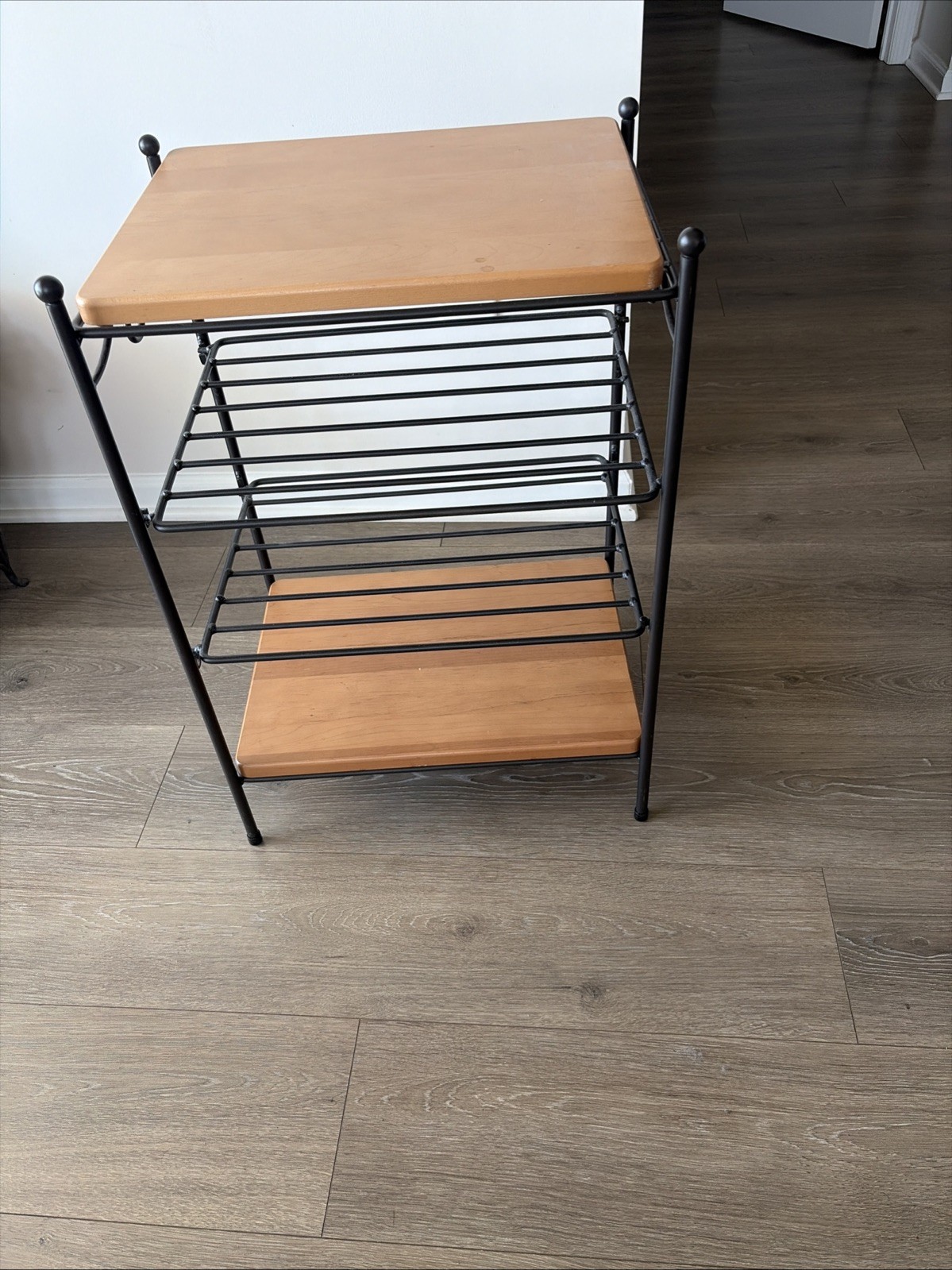 Longaberger Wrought Iron 4 Tier Stand/Table with 2 Woodcraft Shelves~RARE