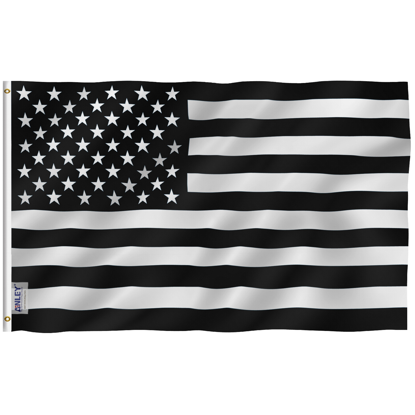 Anley Fly Breeze 3x5 Ft Black and White American Flag - Recession USA Flags