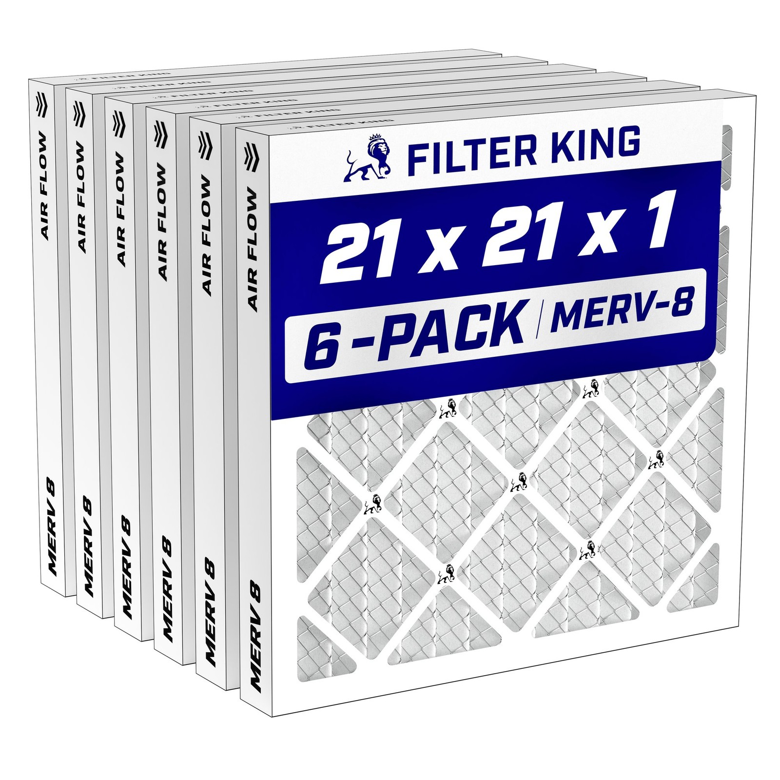Filter King 21x21x1 Air Filter MERV 8, AC Furnace Filters (6-Pack) Filter King 21x21x1 Air Filter MERV 8, AC Furnace Filters (6-Pack)