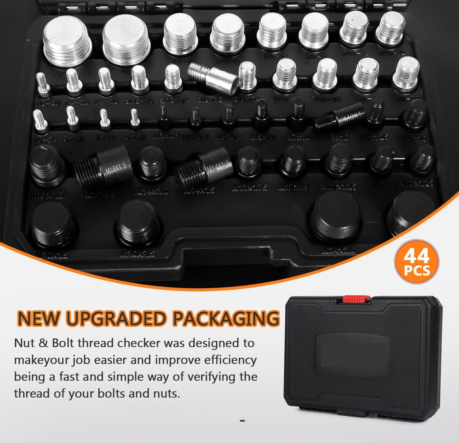 44PCS Inch & Metric Set Nut & Bolt Thread Checker Identifier Thread Gauges Box 44PCS Inch & Metric Set Nut & Bolt Thread Checker Identifier Thread Gauges Box