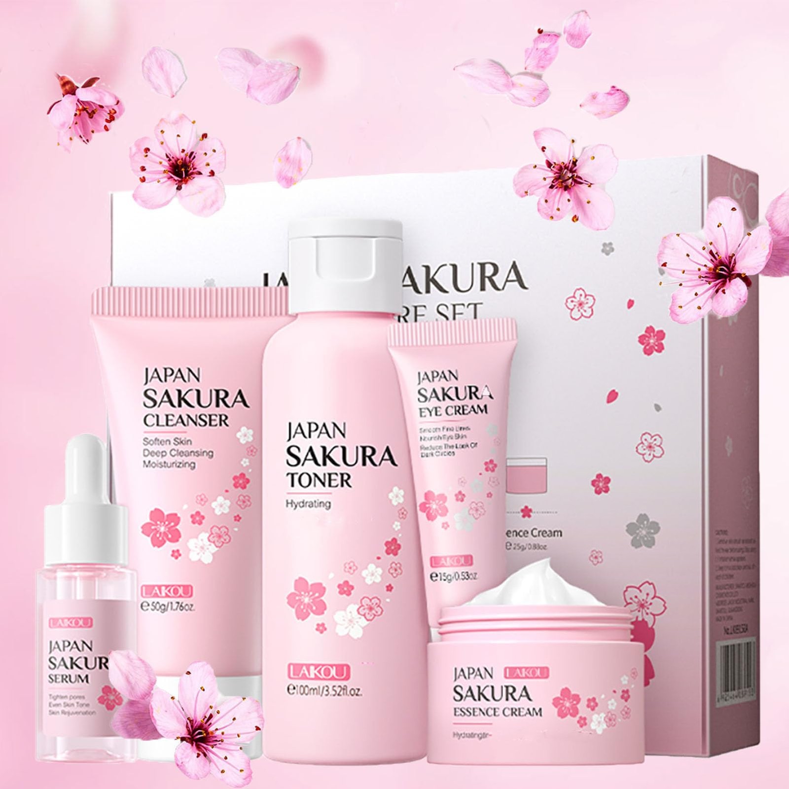 Skin Care Set, Cherry Facial kit for women, 1 Count (Pack of 5), Pink