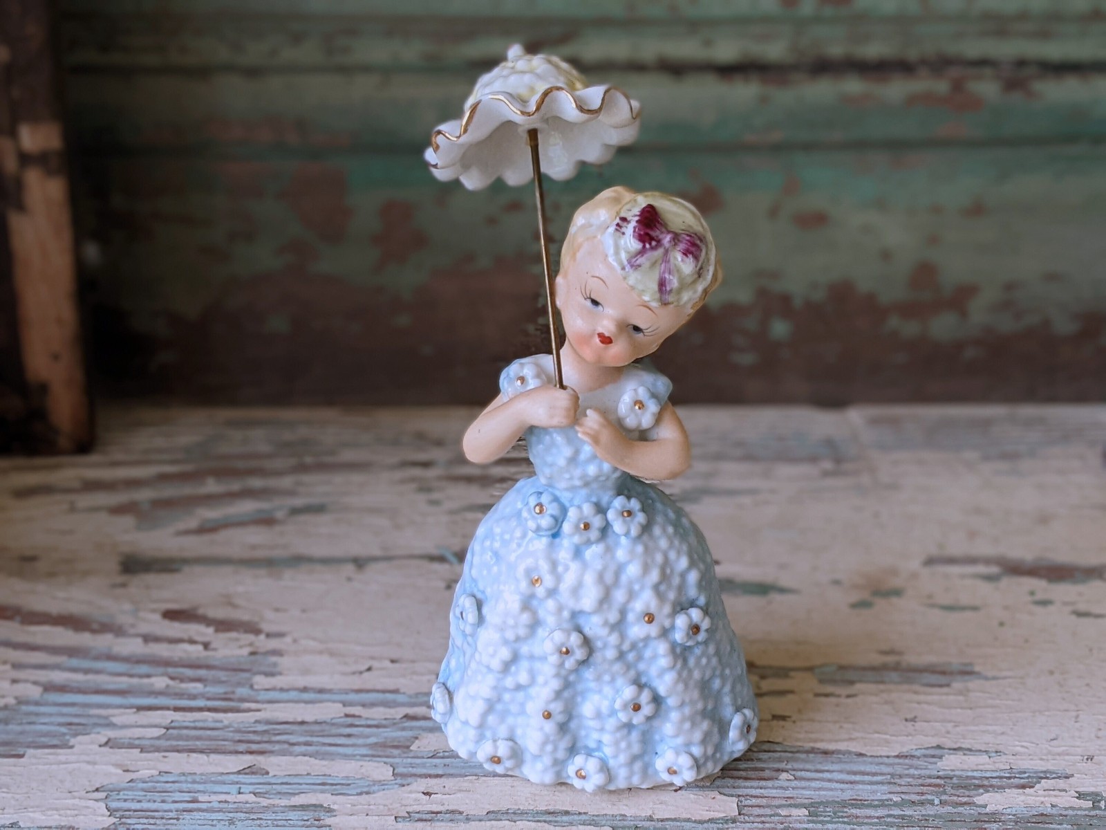 1950s Ardalt Parasol Girl Hand Painted Blue Made In Japan 1950s Ardalt Parasol Girl Hand Painted Blue Made In Japan