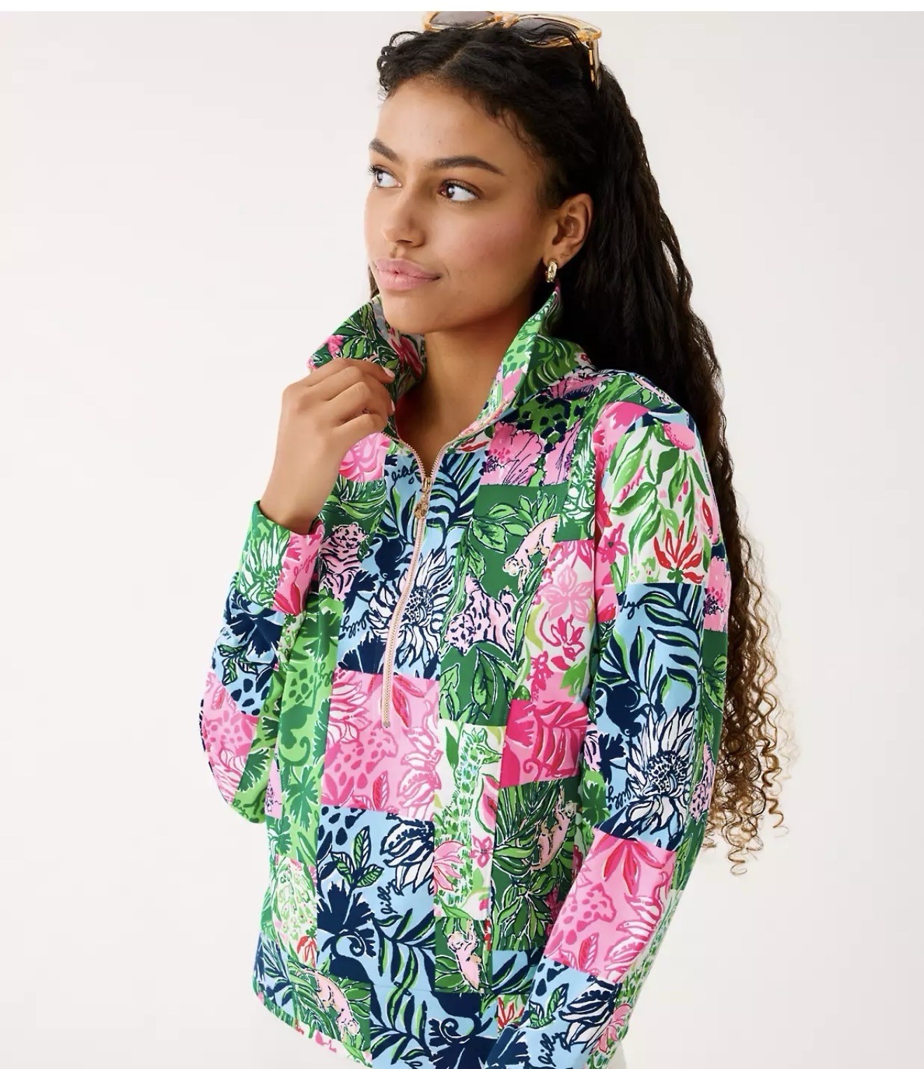 NWT Lilly Pulitzer Eleni Popover Multi Party Punch Patch 1/2 Zip XL FITS LARGE