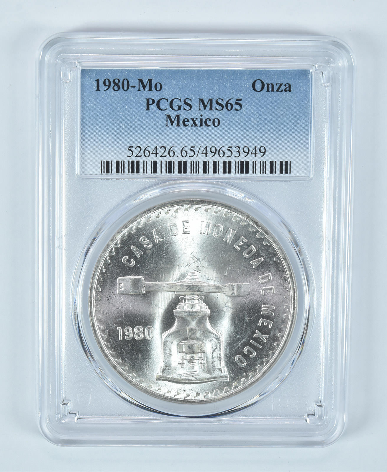 1980 Mo Mexico 1 Onza Silver MS65 PCGS Blue Label