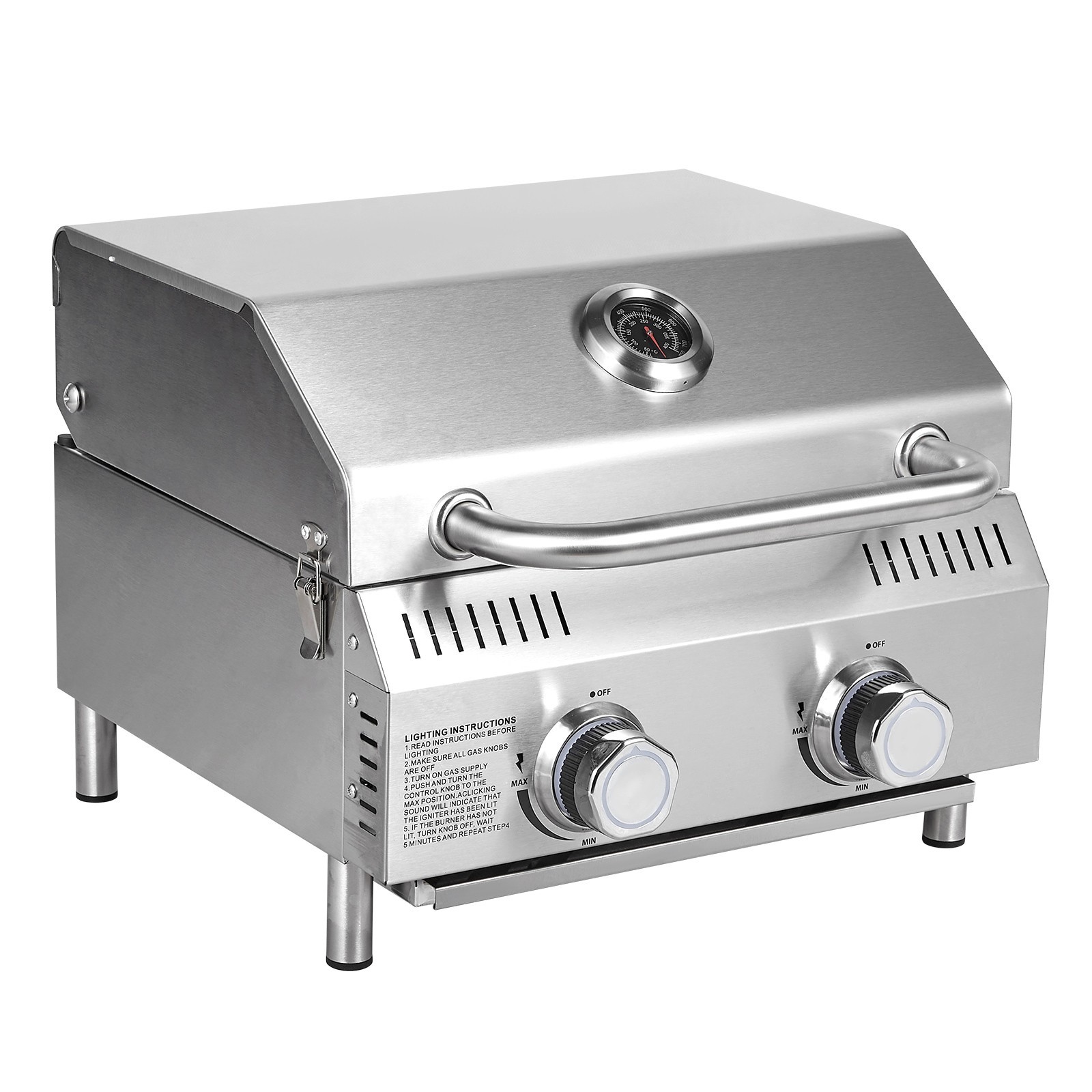 Tabletop Propane Gas Grill Stainless Steel Portable BBQ Grill for Outdoor Patio Tabletop Propane Gas Grill Stainless Steel Portable BBQ Grill for Outdoor Patio