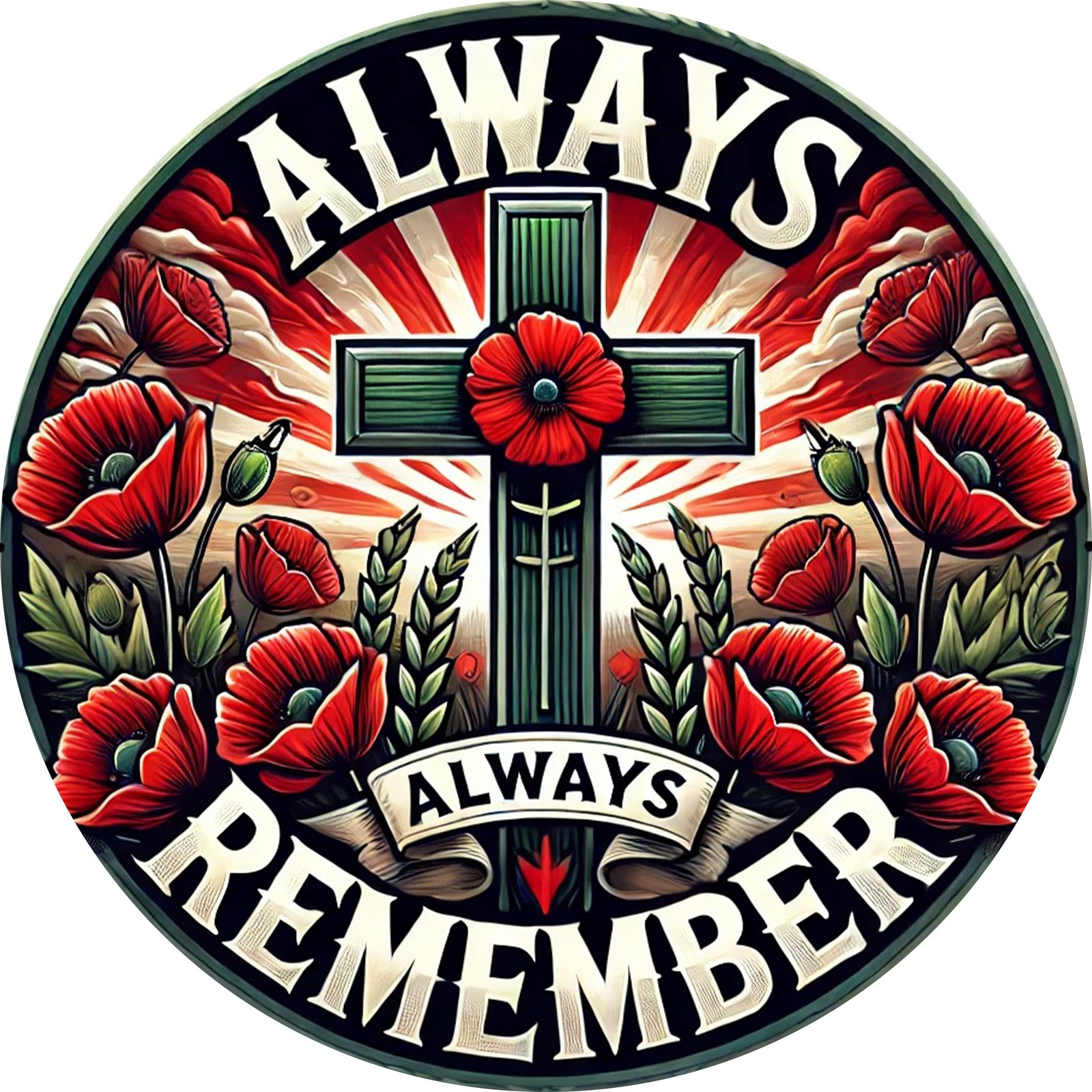 1pc Vintage-Inspired Aluminum Round Sign, Tin Metal Signs Poppy Cross Memorial, 1pc Vintage-Inspired Aluminum Round Sign, Tin Metal Signs Poppy Cross Memorial,