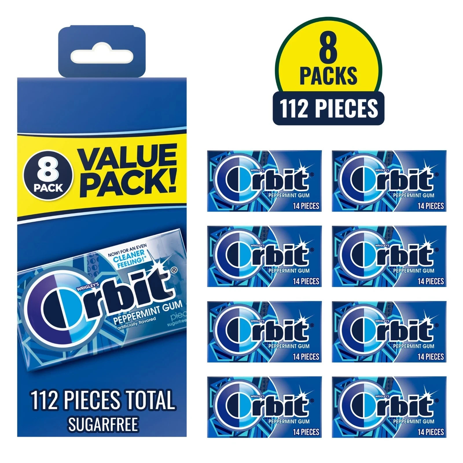 Orbit Peppermint Sugar Free Chewing Gum, 14 ct,8 Pack. Orbit Peppermint Sugar Free Chewing Gum, 14 ct,8 Pack.