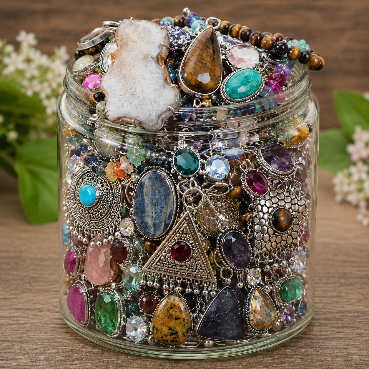 Mystery Jar Mixed Jewelry Lot Ethnic Vintage NO JUNK  ALL WEARABLE 10 pc