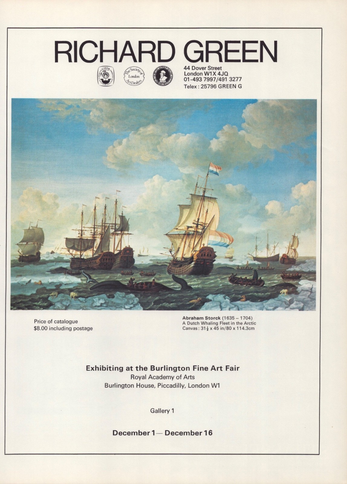 1977 ABRAHAM STORCK Art Gallery Exhibition Whaling 1-Page Magazine PRINT AD 1977 ABRAHAM STORCK Art Gallery Exhibition Whaling 1-Page Magazine PRINT AD