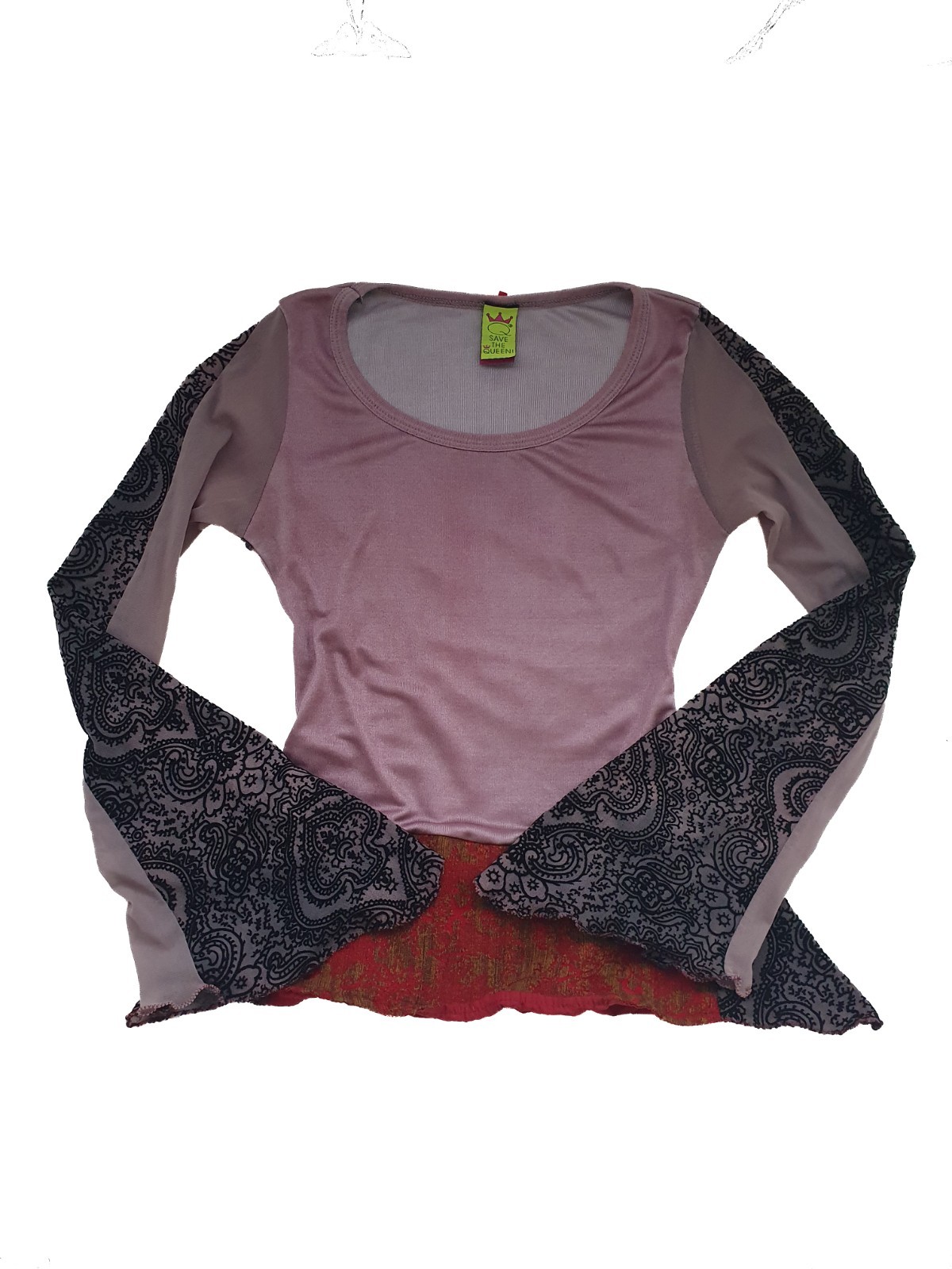 Vintage Save The Queen Y2K Top - Pink Mesh Bell Sleeves, Fairy Grunge Gaultier