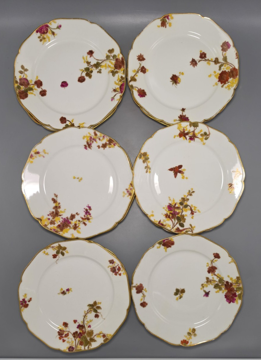 12 Antique Haviland & Co Limoge Dessert Plates for Shreve Crump & Low Boston