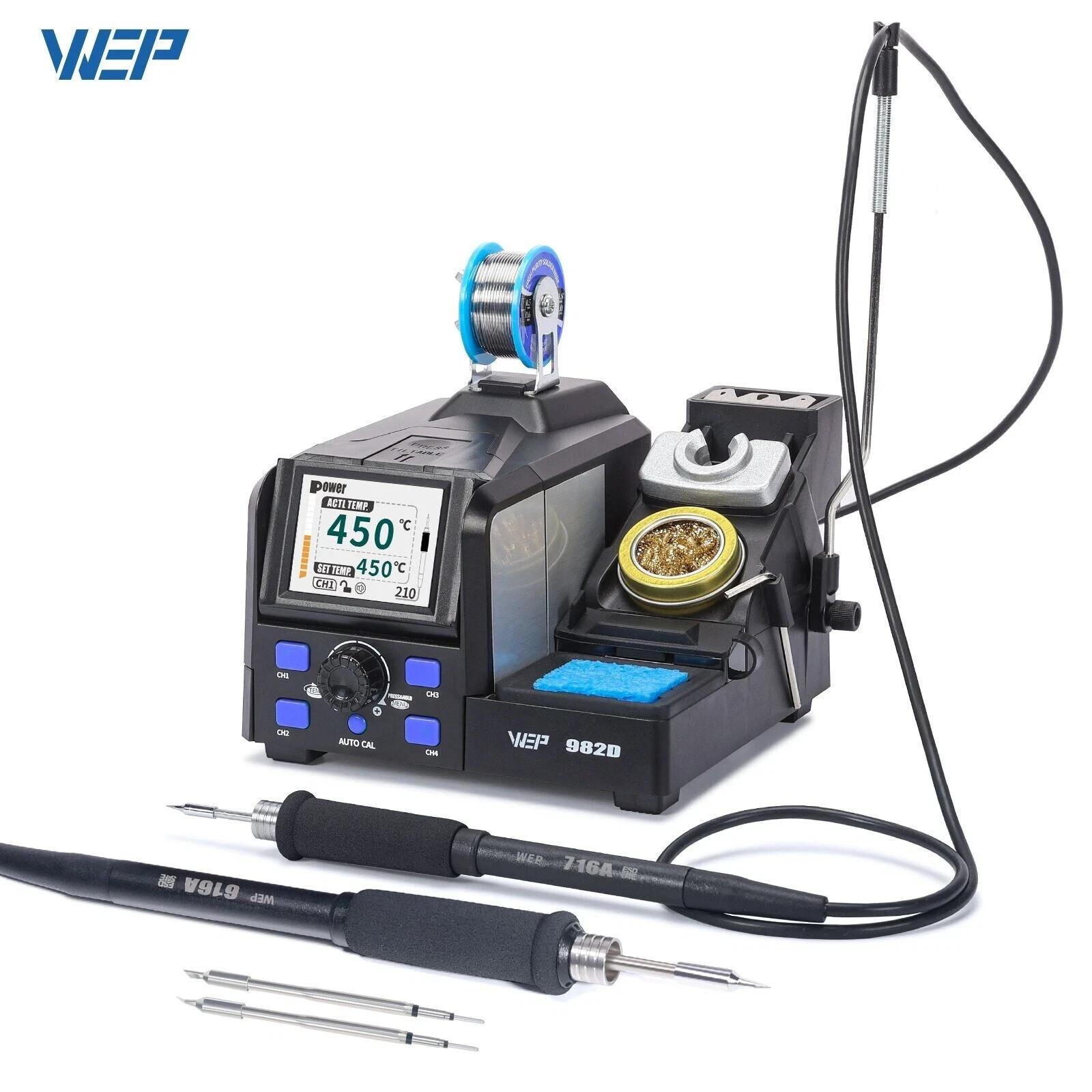 WEP 982D-I Precision Soldering Station | Hot Tweezers + C210/C245 iron tips Kit