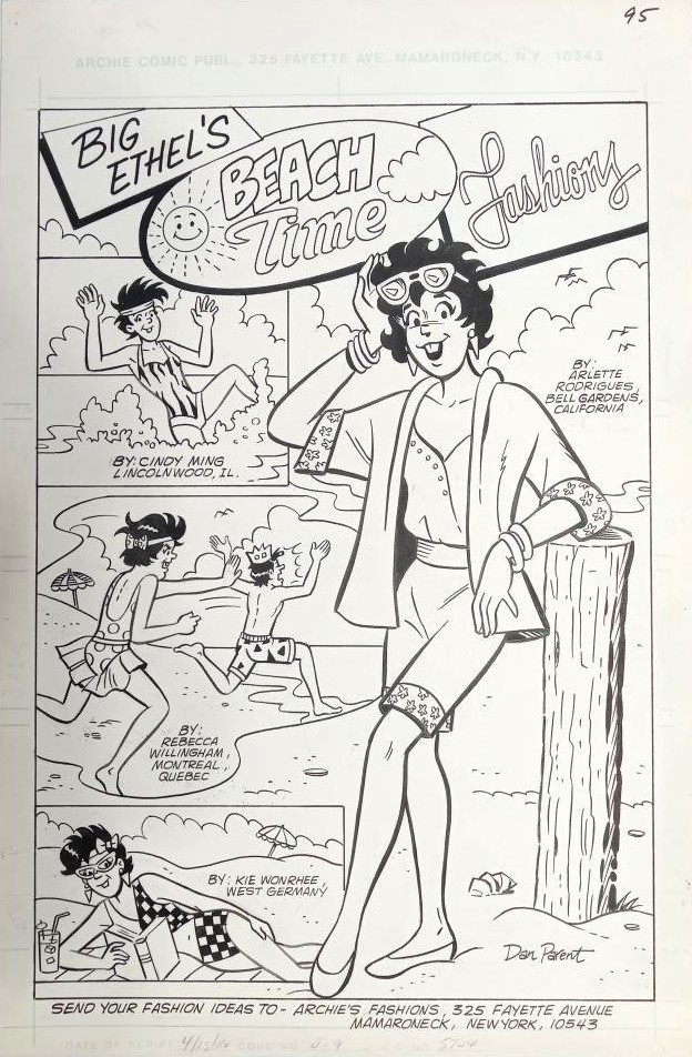 ARCHIE ANNUAL DIGEST 55, ORIGINAL  ART by DAN PARENT, BIG ETHEL PIN-UP