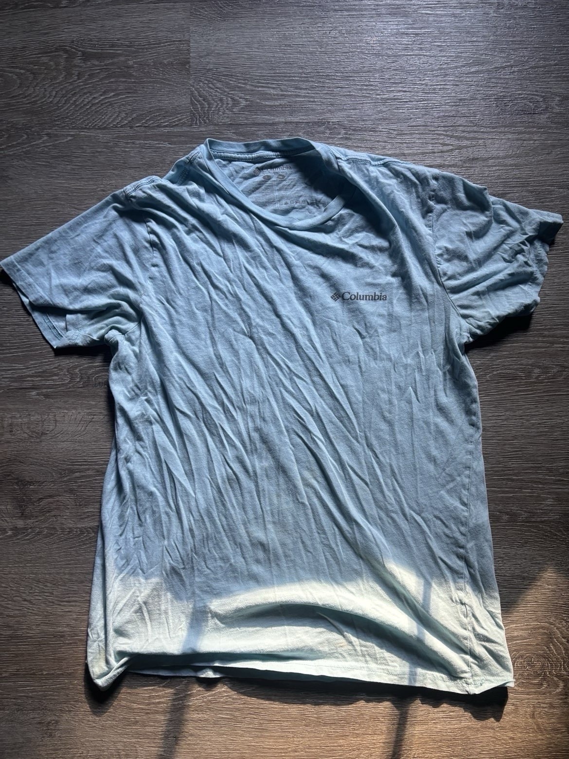 Columbia Men\'s L Blue Cotton Jersey Graphic Logo Crew Neck T-Shirt Breathable
