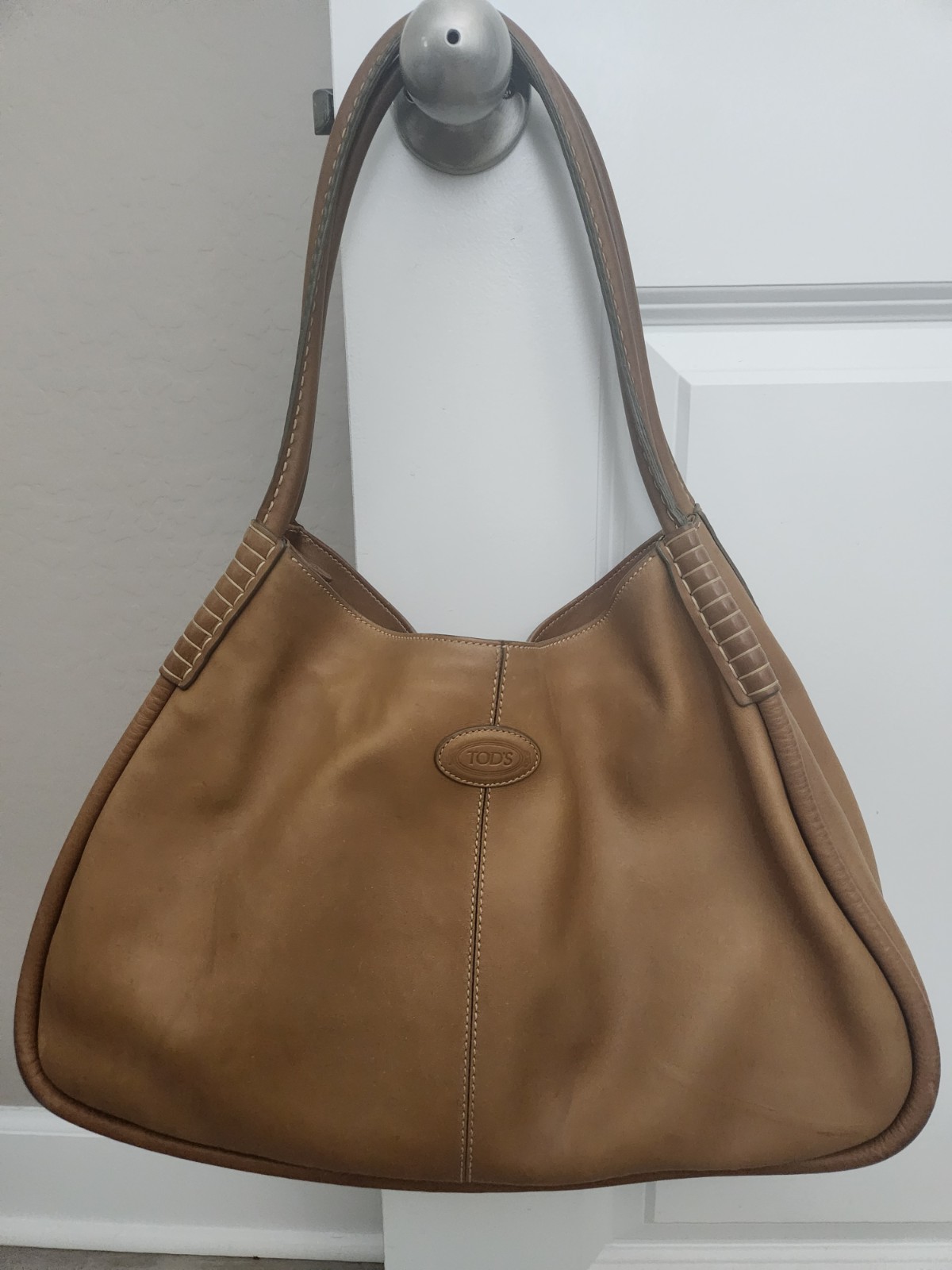 Tod\'s Camel Authentic Leather Two  Handle Large Shoulder Bag Purse