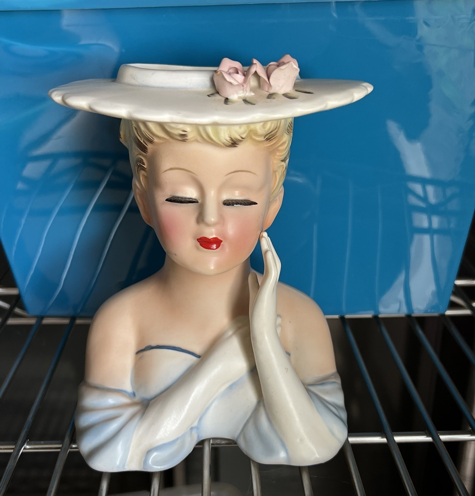 vintage 1950s Lefton Lady Head Vase, model #2705