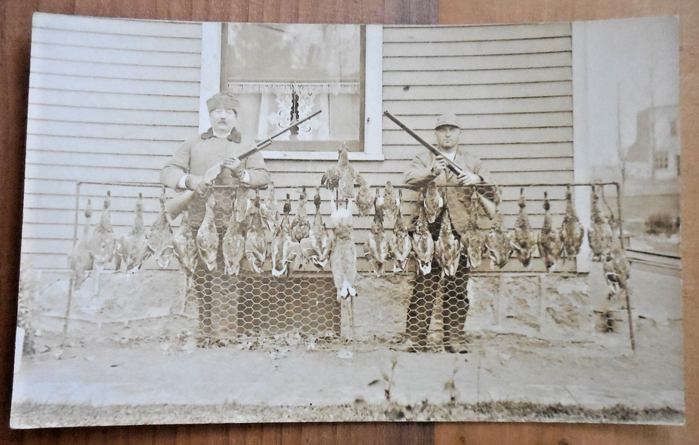 Proud Hunters w Hunting Rifles - Dead Birds & Rabbit Real Photo Postcard RPPC