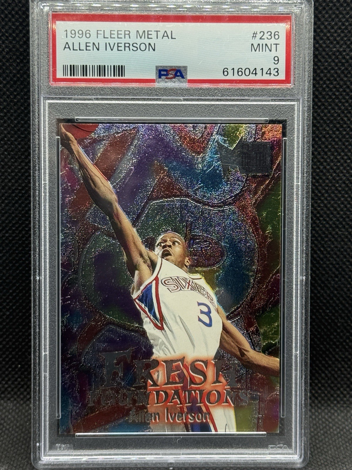 1996-97 Fleer Metal Fresh Foundations Allen Iverson 76ers #236 RC PSA 9 Mint 1996-97 Fleer Metal Fresh Foundations Allen Iverson 76ers #236 RC PSA 9 Mint
