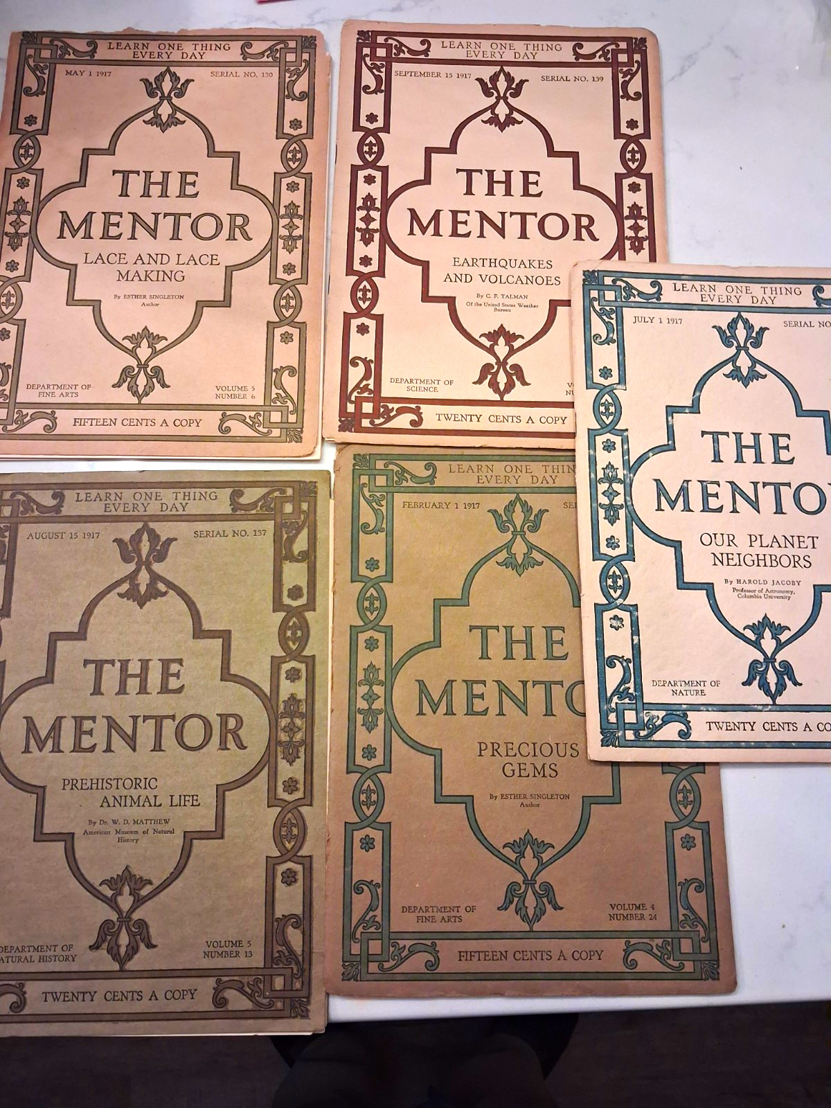 Vintage The Mentor Magazine 1913-1917 Lot of 5 Science Nature Art W/ Prints