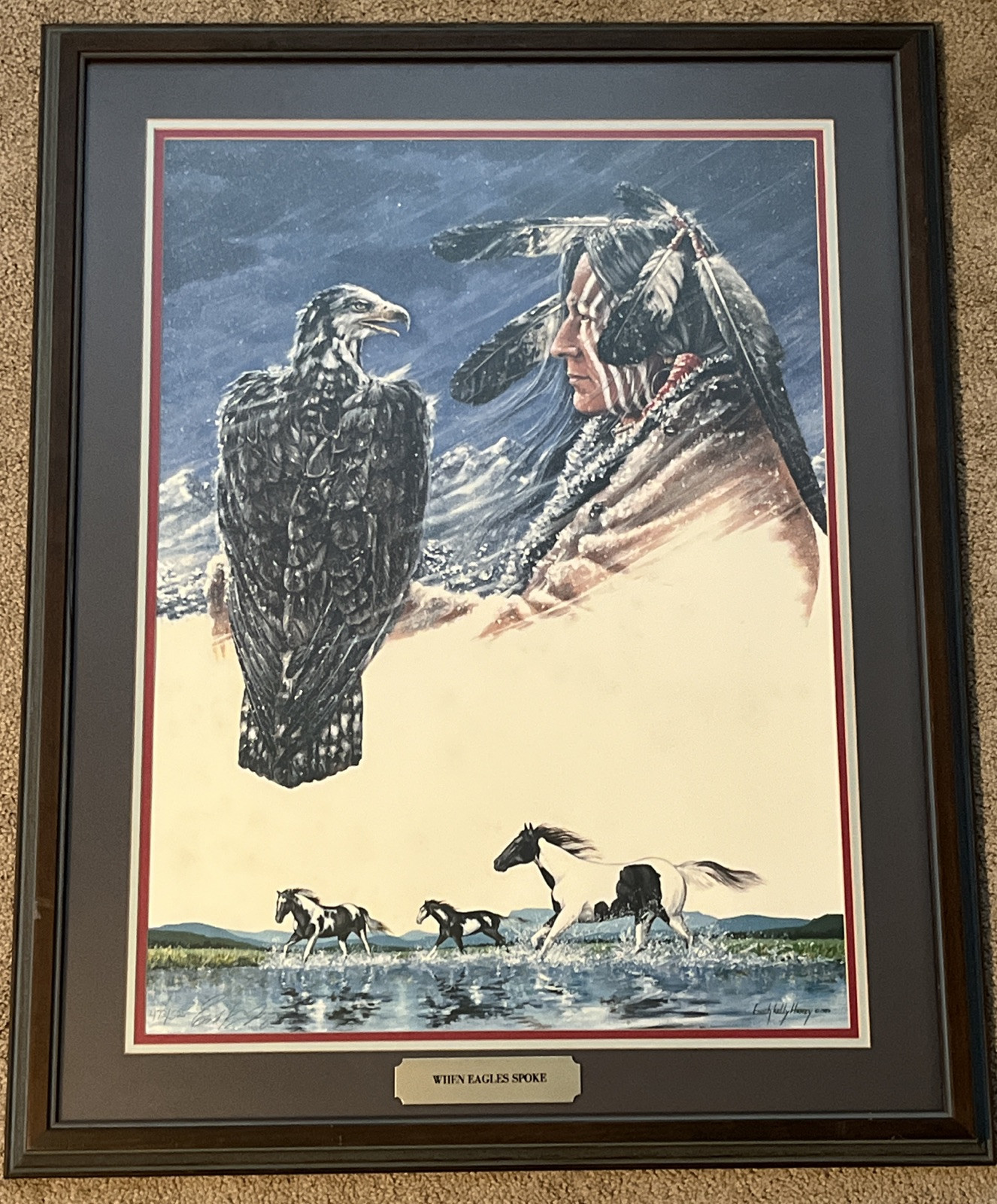 Enoch Kelly Haney When Eagles Spoke Framed Signed Print With COA Native American Enoch Kelly Haney When Eagles Spoke Framed Signed Print With COA Native American