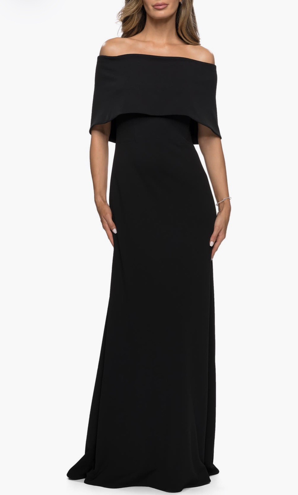 LA FEMME 28209 Off Shoulder Column Evening Dress Size 14 LA FEMME 28209 Off Shoulder Column Evening Dress Size 14