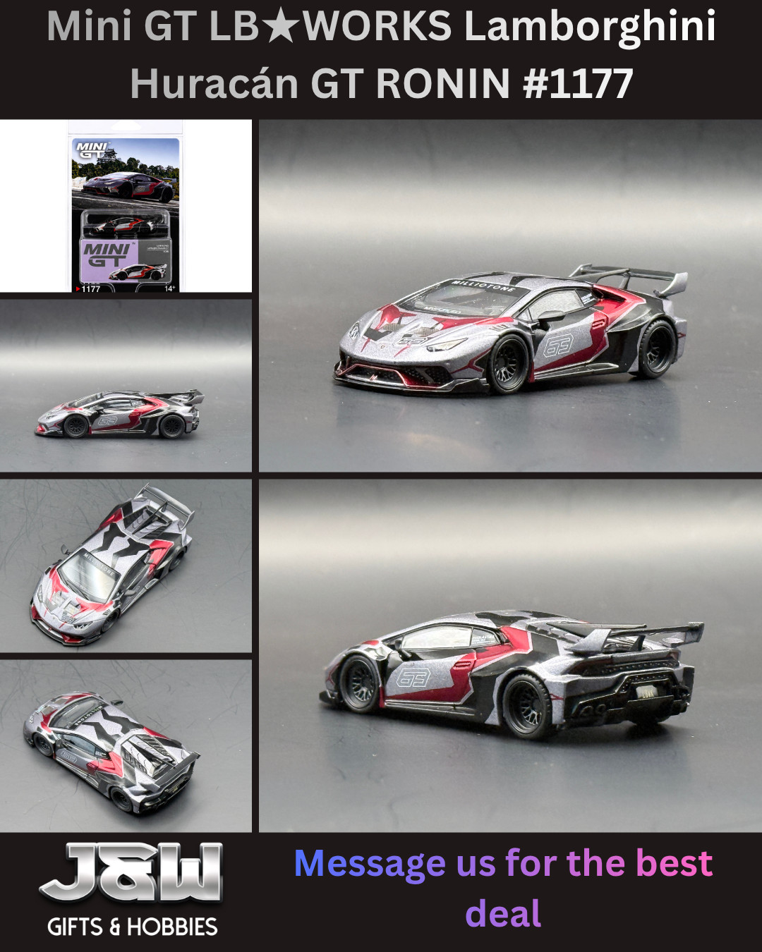 Mini GT (LBWK) LB WORKS Lamborghini Huracán GT RONIN Grey #1177 1/64