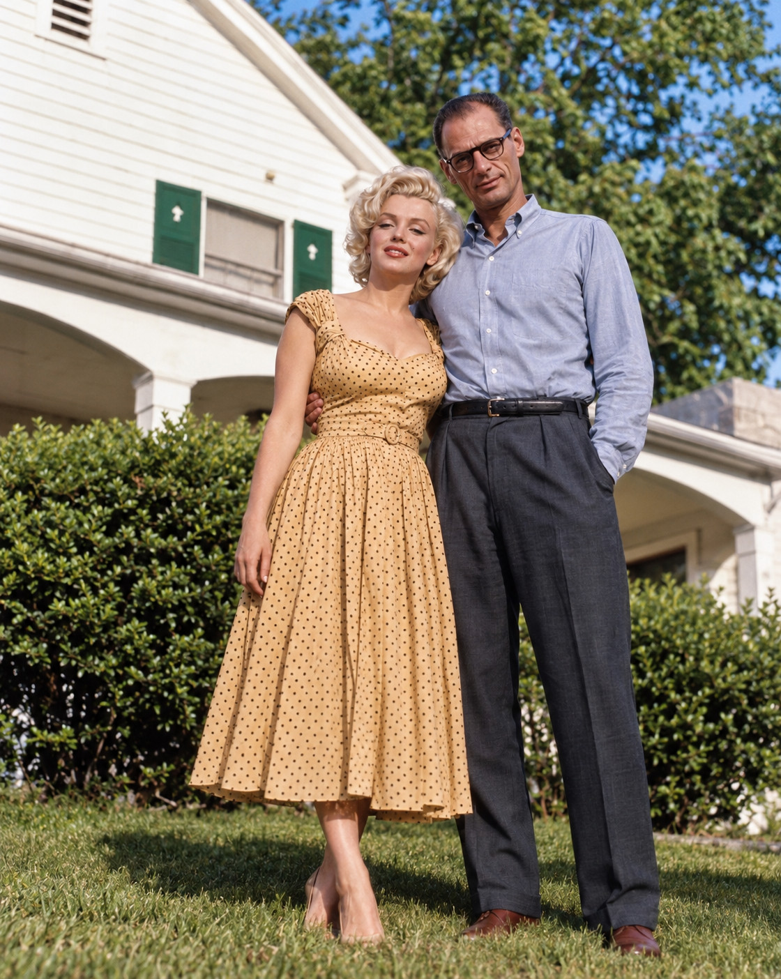 Marilyn Monroe Owned Worn gold and tiny black polka dot dress Sydney Guilaroff